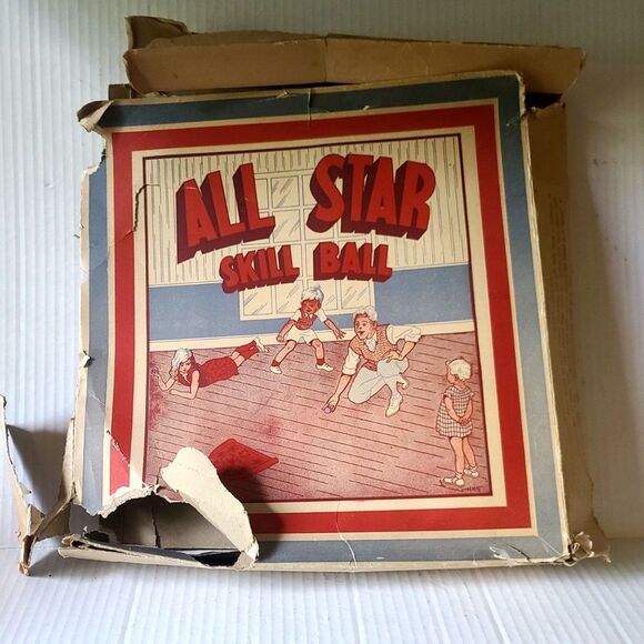 Vintage Newton & Thompson Wood All Star Skill Ball with Original Box and 3 balls - Picture 7 of 9